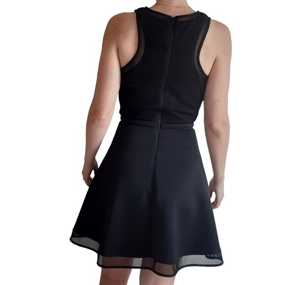 NWT Camilla and Marc Black Dress A-Line Mini Size 2 Scuba Net Top Night Out - Picture 4 of 16